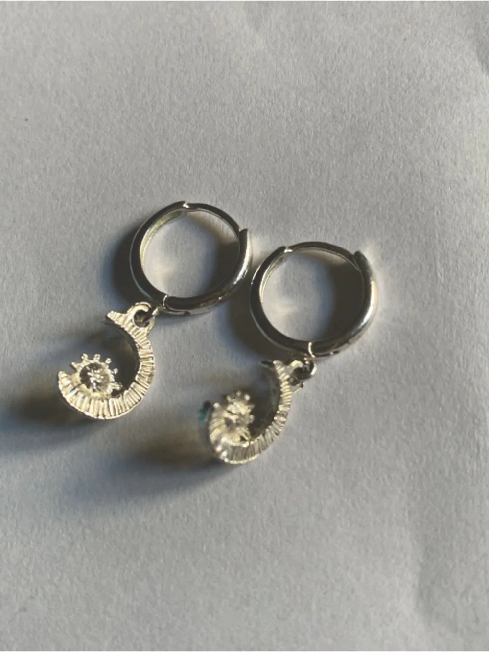 Luna Sol Italy Silver Plated Sun Moon Huggie Hoop Earrings
